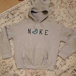 Nike Gray  Custom embroidery butterfly sweatshirt